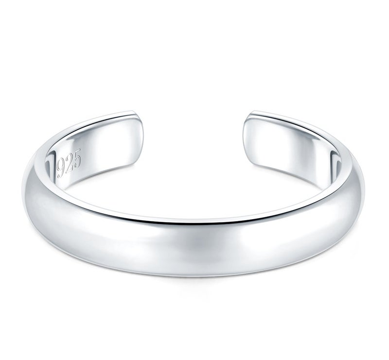 BORUO 925 Sterling Silver Toe Ring, Hypoallergenic Adjustable Band Ring 3mm - Image 2